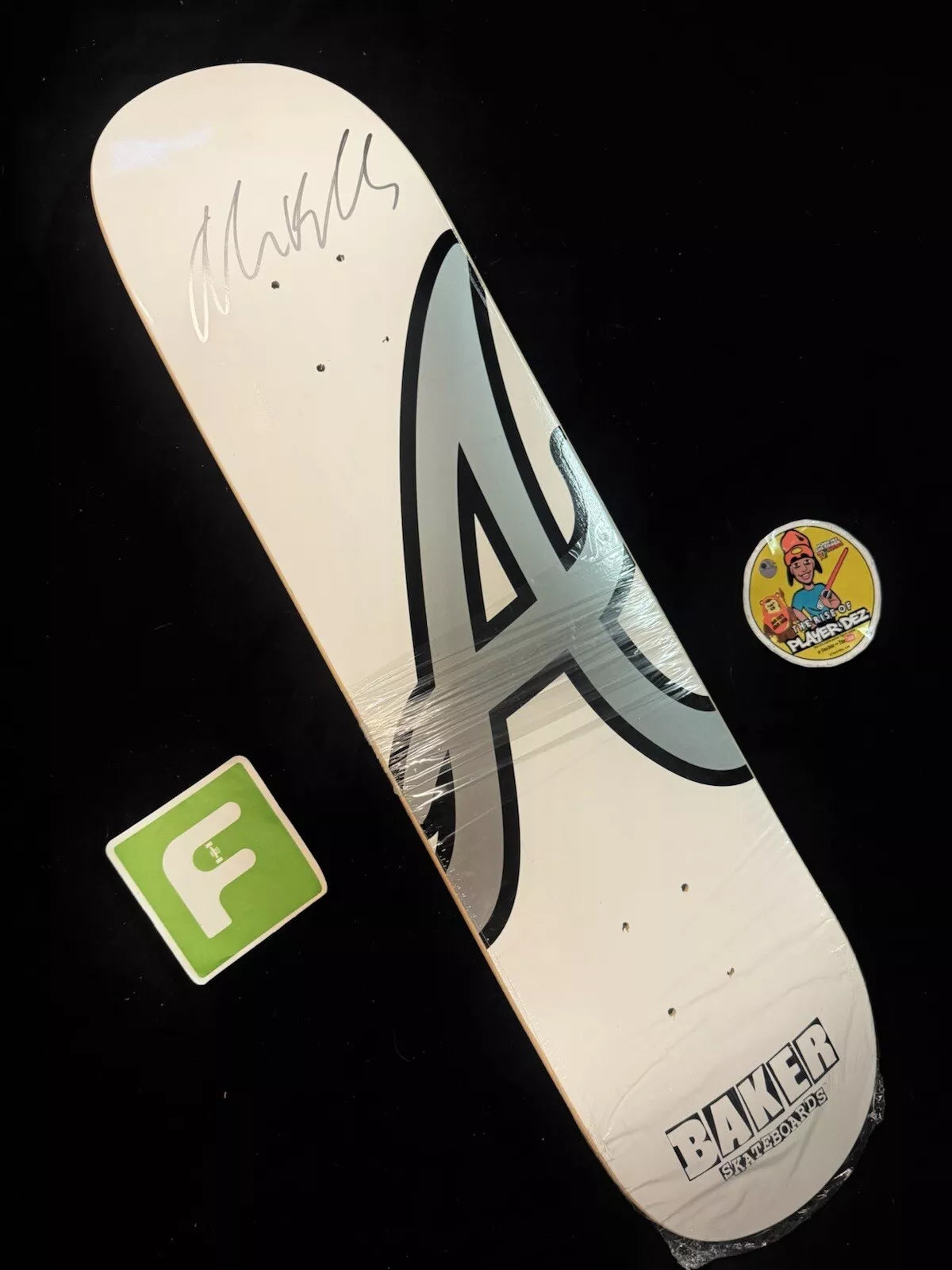 Andrew Reynolds Signed White A Logo Autographed Baker Skateboard Deck