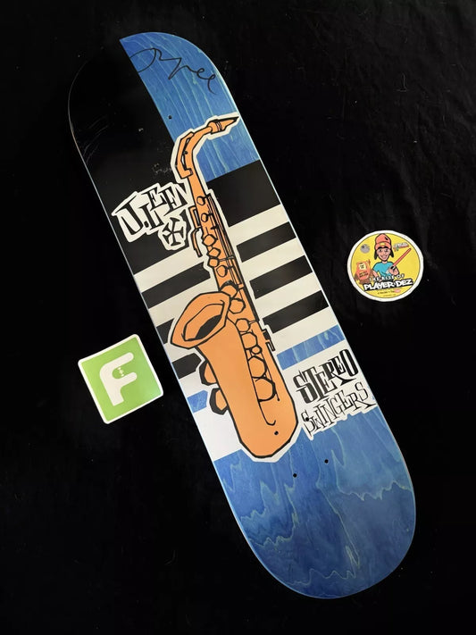 Jason Lee Signed Blue Jazz Swingers Sax Autographed Stereo Skateboard Deck