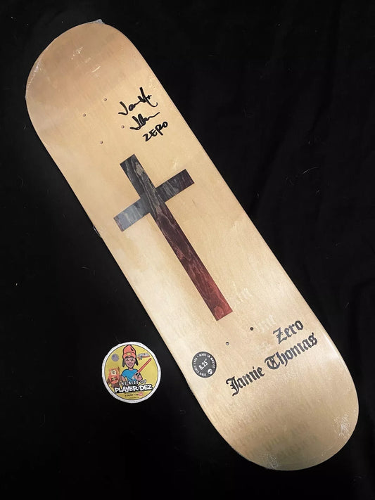 Jamie Thomas Signed DIE CUT Natural Wood Cross Zero Autographed Skateboard Deck