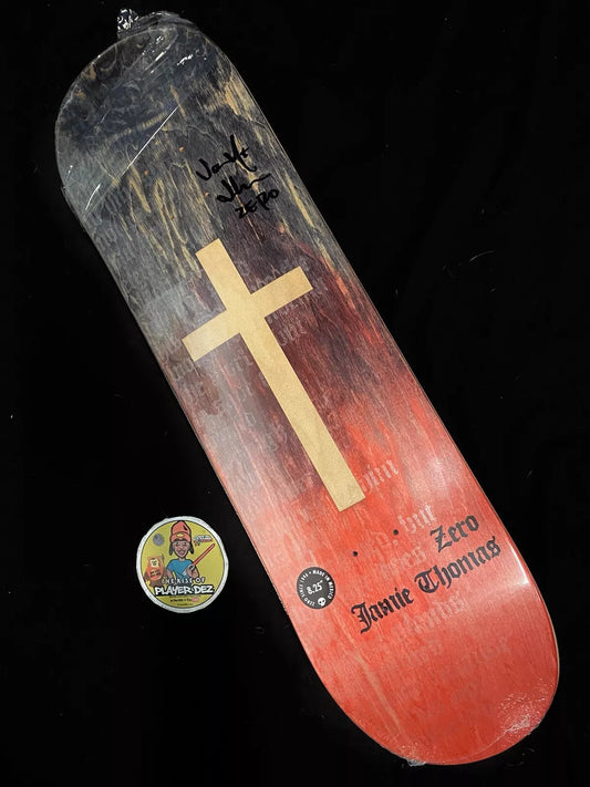 Jamie Thomas Signed DIE CUT Red Black Cross Autographed Zero Skateboard Deck