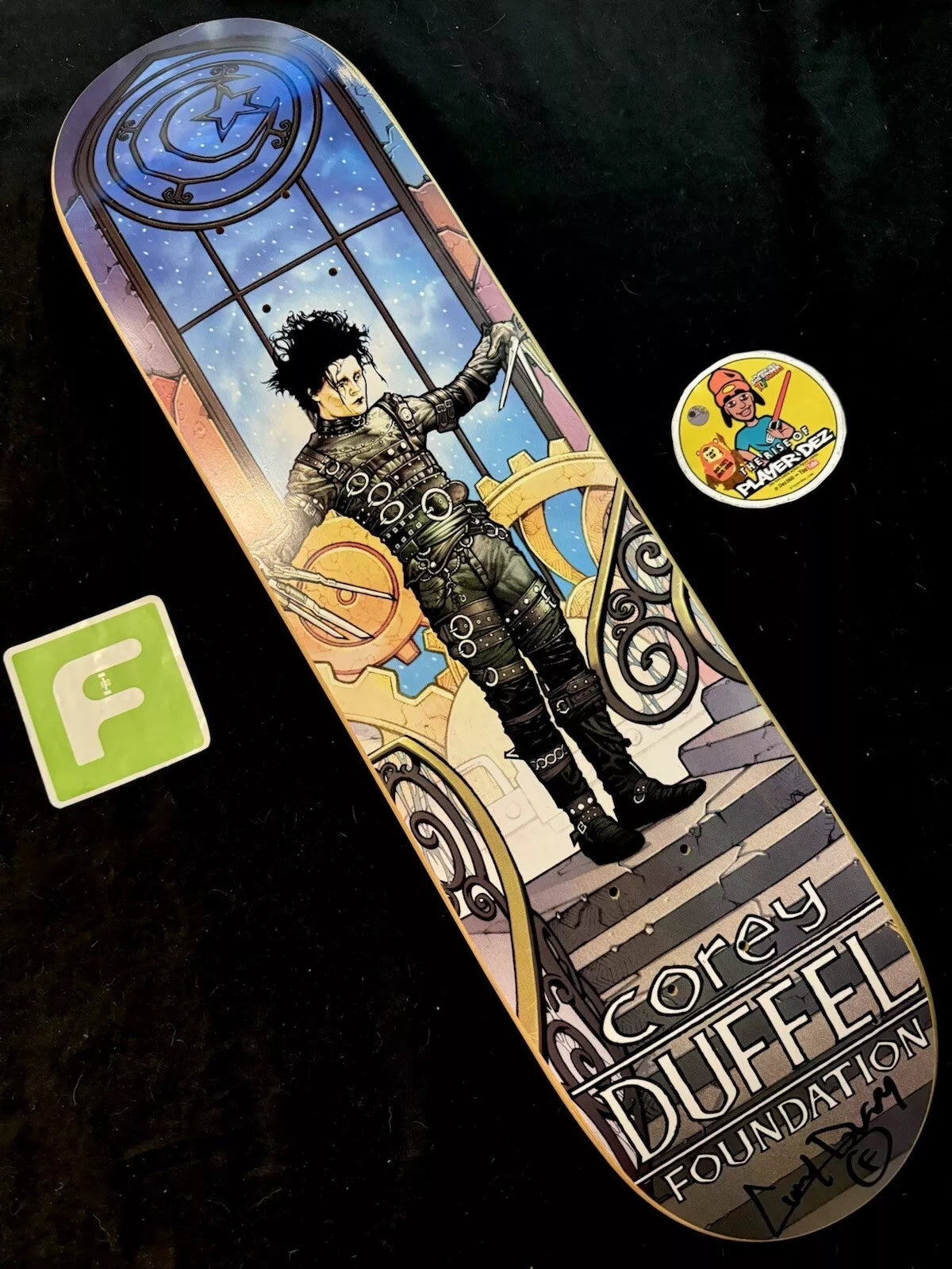 Corey Duffel Signed Edward Scissorhands Autographed Foundation Skateboard Deck