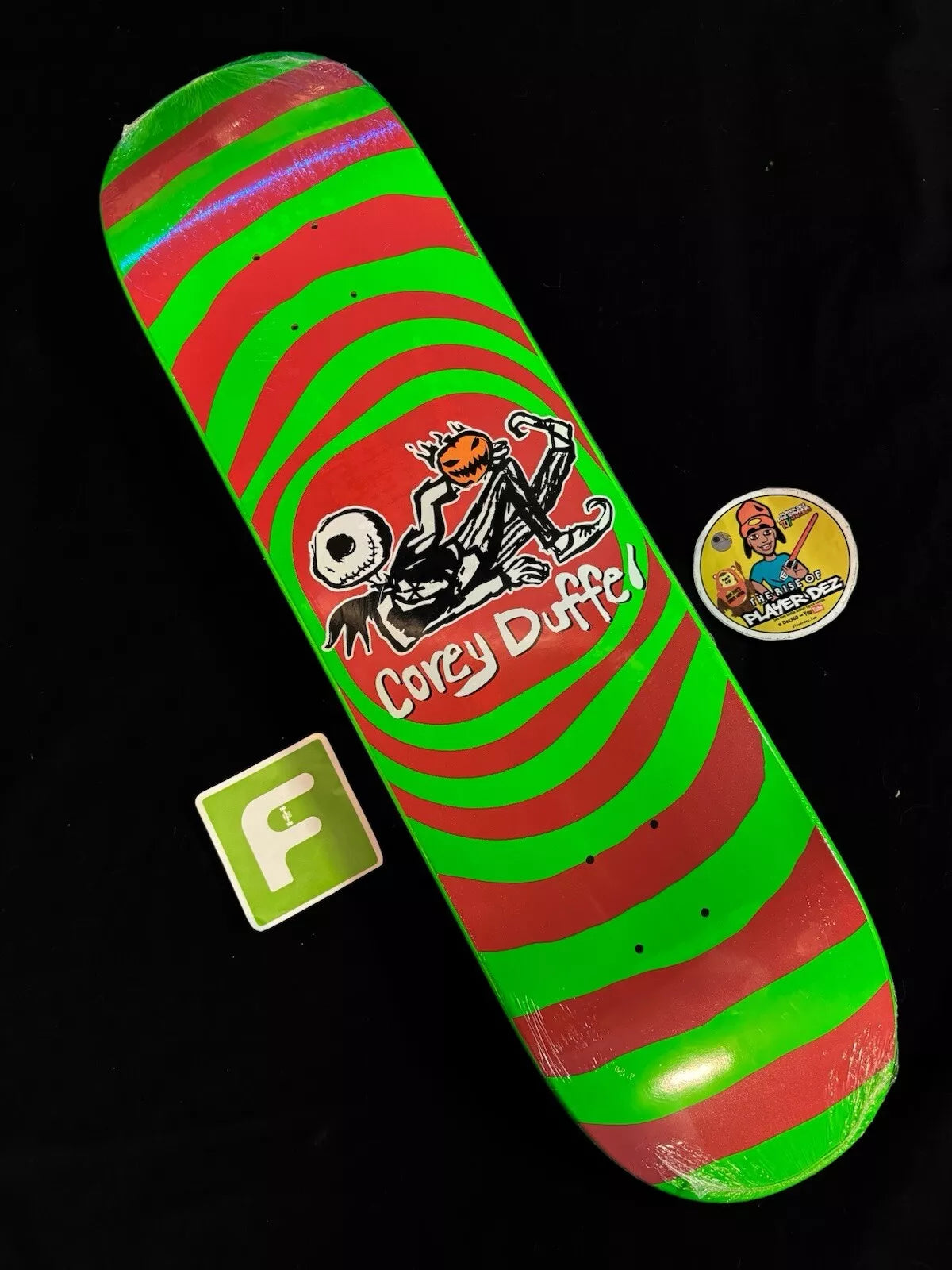 Corey Duffel Signed Neon Jack Skellington Autographed Adored Skateboard Deck