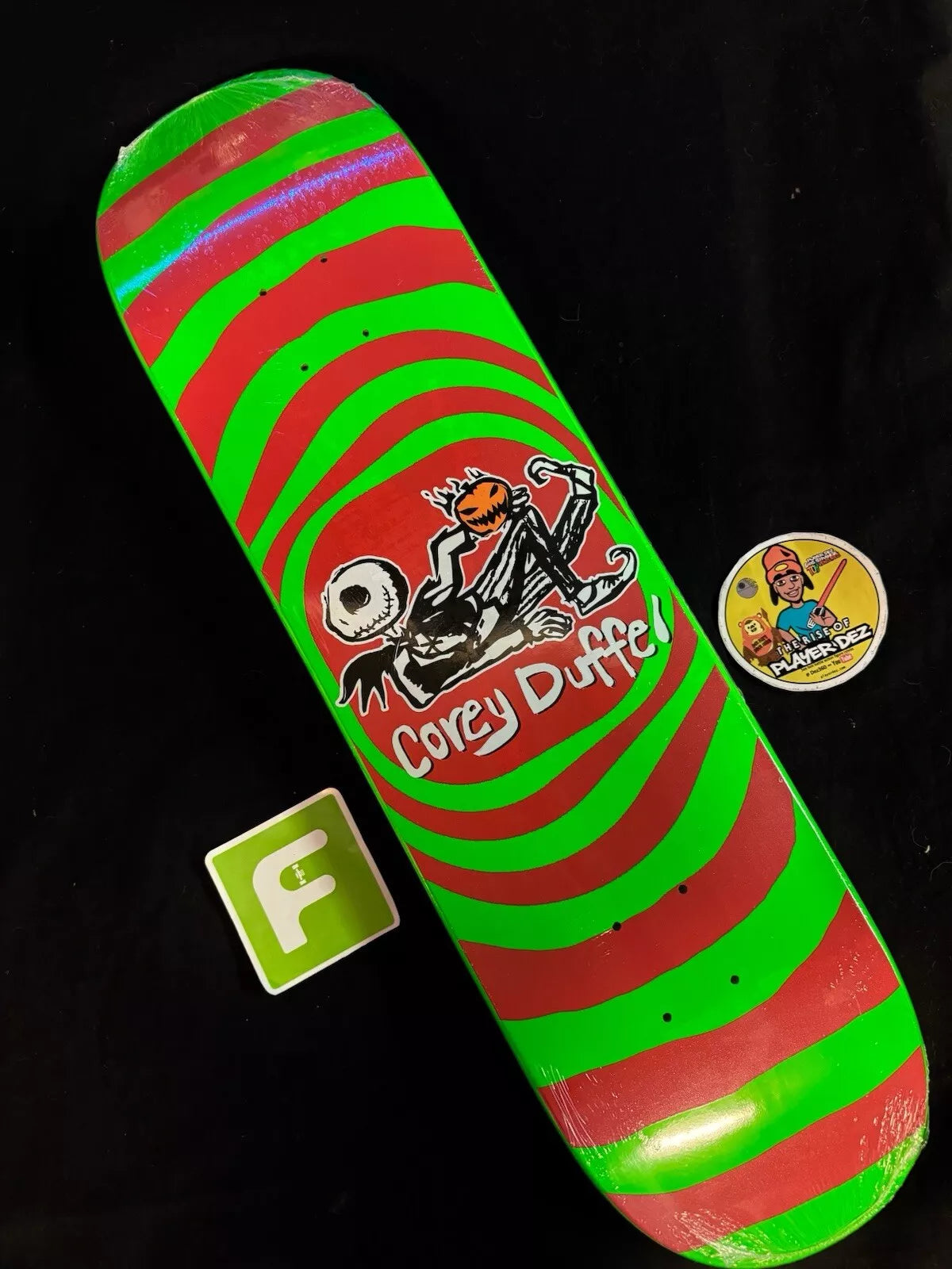 Corey Duffel Signed Neon Jack Skellington Autographed Adored Skateboard Deck