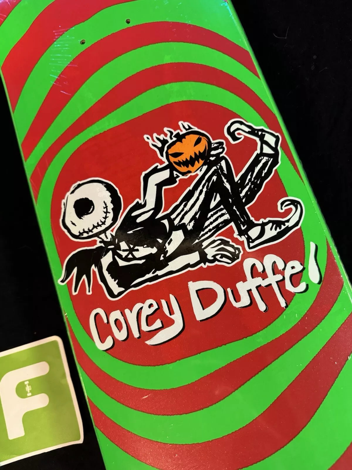 Corey Duffel Signed Neon Jack Skellington Autographed Adored Skateboard Deck