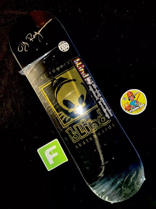 TJ Rogers Signed Unreleased Gold Foil Blind Reaper Autographed Skateboard Deck