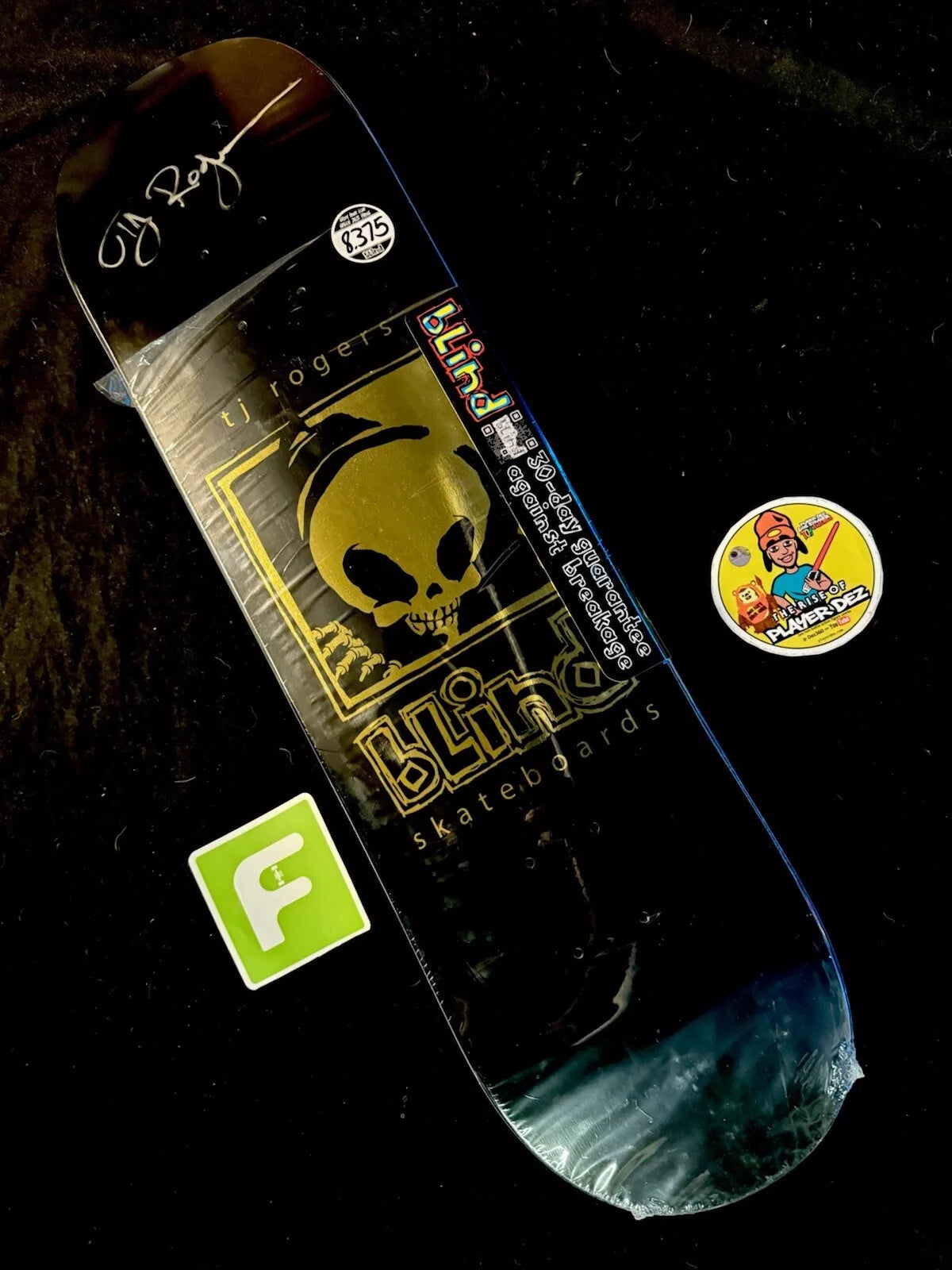 TJ Rogers Signed Unreleased Gold Foil Blind Reaper Autographed Skateboard Deck