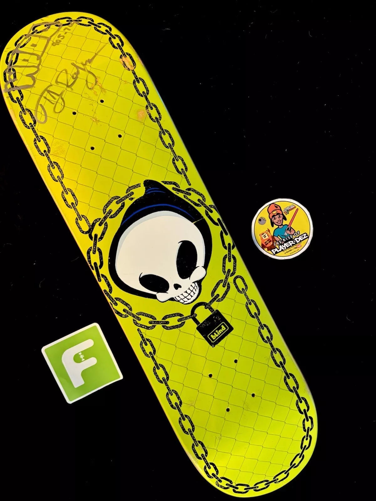 TJ Rogers Signed Blind Reaper Lock And Chain Skateboard Deck