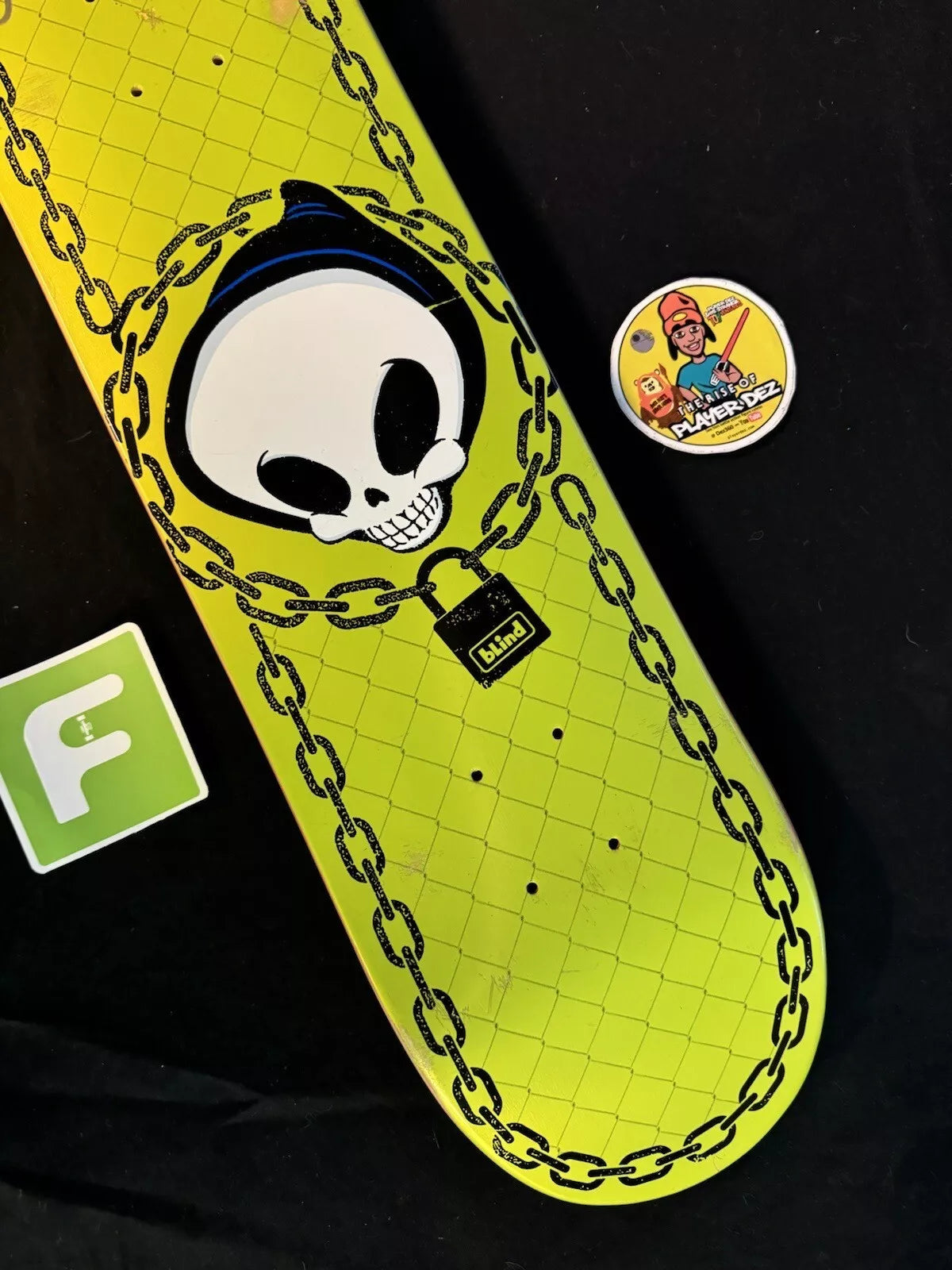 TJ Rogers Signed Blind Reaper Lock And Chain Skateboard Deck