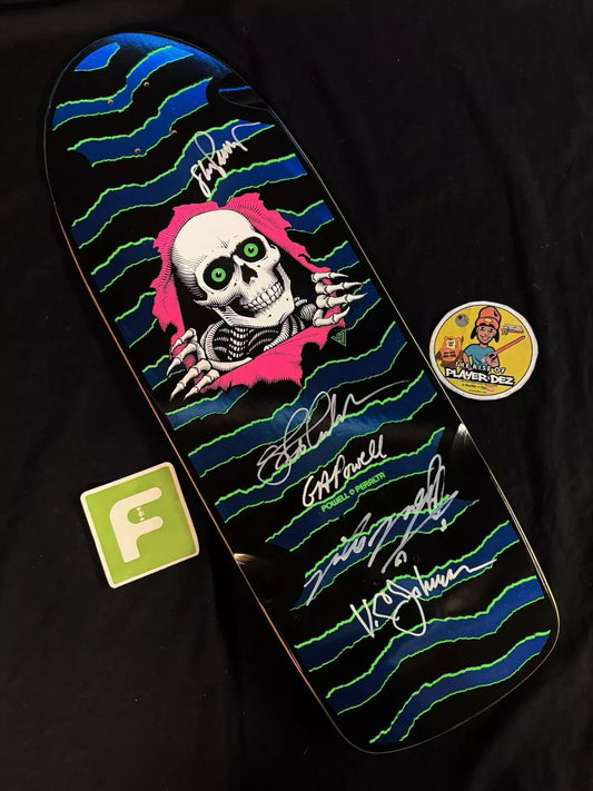 VC Johnson Signed Mike McGill Steve Caballero George Powell Ripper Autographed Skateboard Deck
