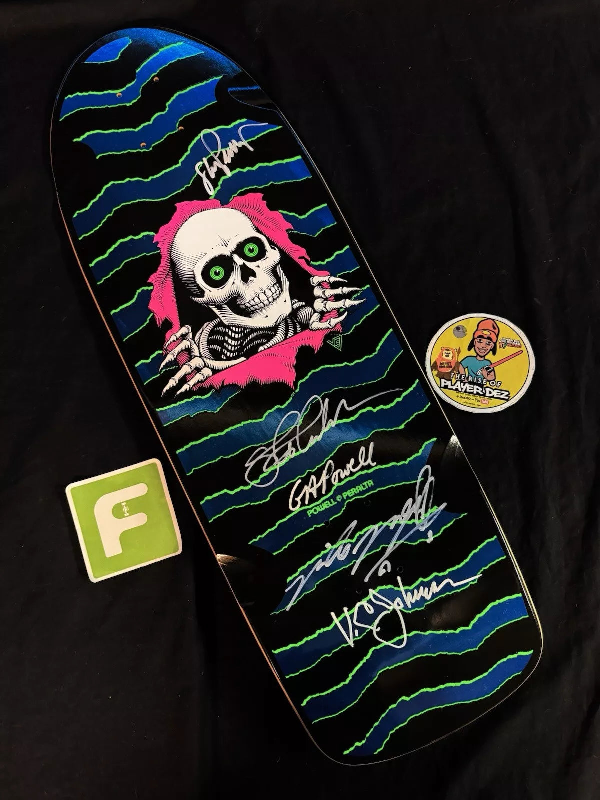 VC Johnson Signed Mike McGill Steve Caballero George Powell Ripper Autographed Skateboard Deck