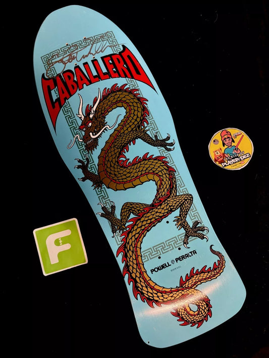 Steve Caballero Signed 2016 Autographed Skateboard Deck Blue Dragon Powell Peralta