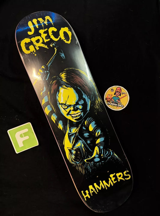 Jim Greco Signed Child’s Play Autographed Skateboard Deck Chucky Hammers