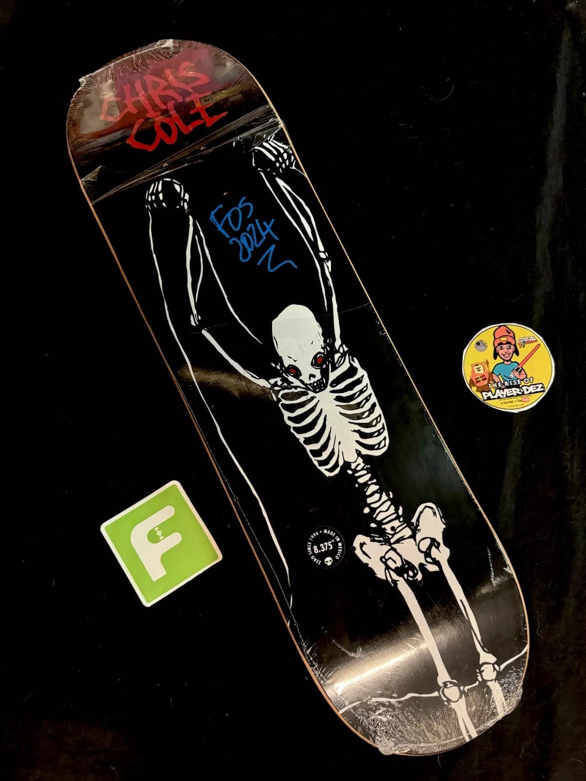 FOS Signed Chris Cole Skeleton Autographed Skateboard Deck Zero Living Dead