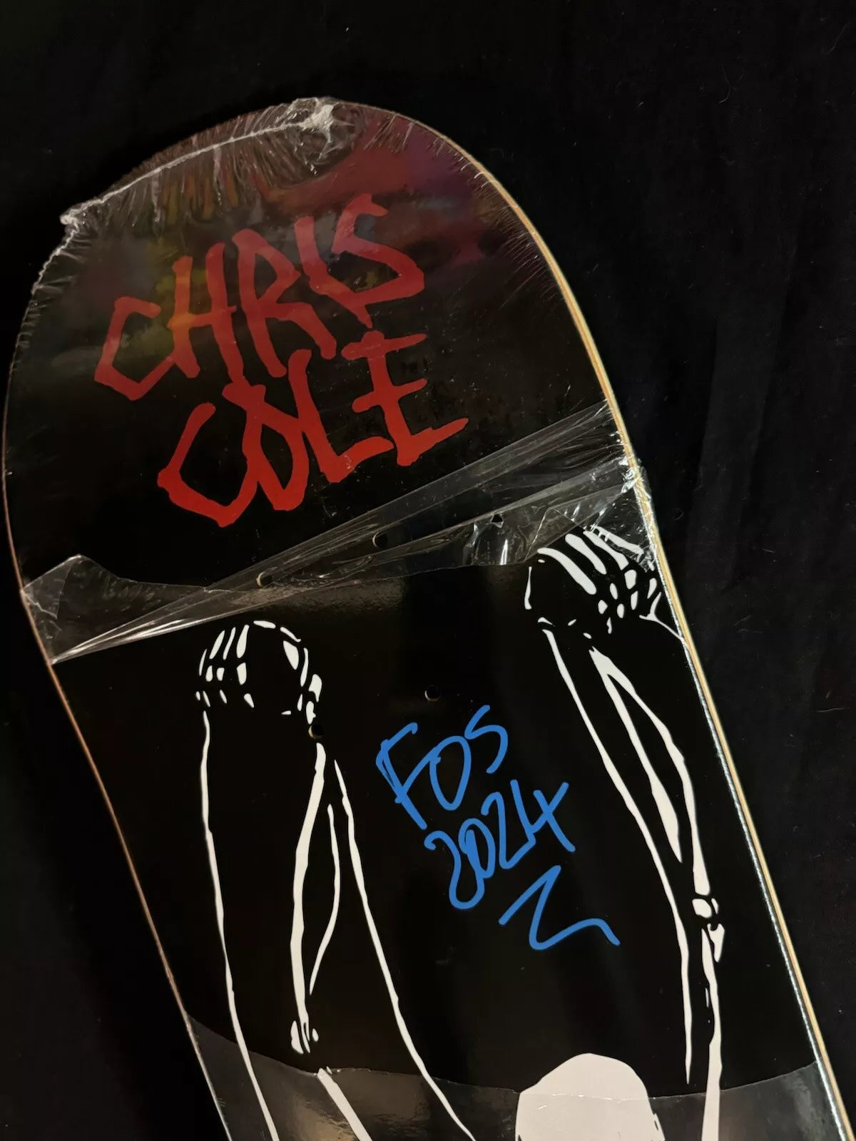 FOS Signed Chris Cole Skeleton Autographed Skateboard Deck Zero Living Dead