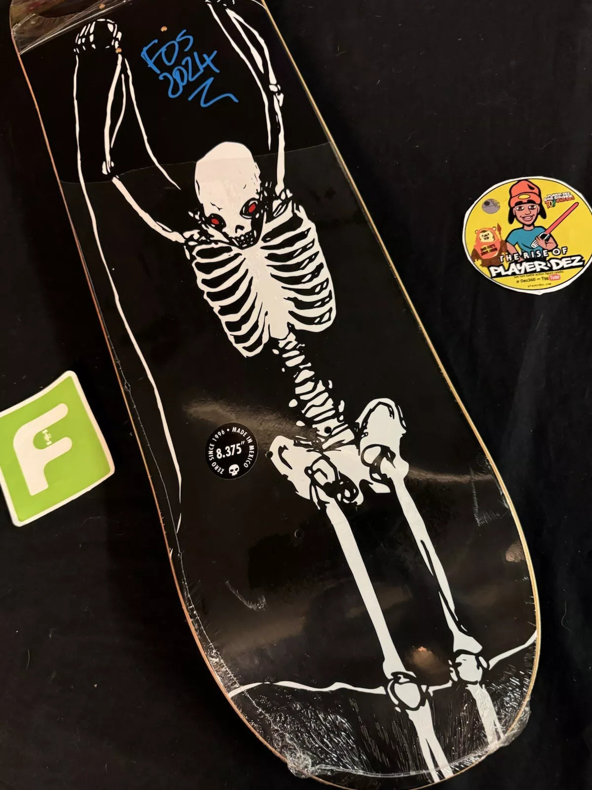 FOS Signed Chris Cole Skeleton Autographed Skateboard Deck Zero Living Dead