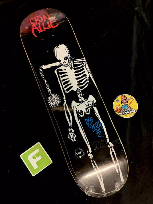 FOS Signed Jon Allie Skeleton Autographed Skateboard Deck Zero Living Dead