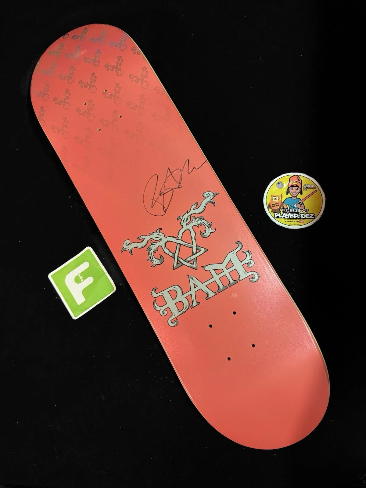 Bam Margera Signed Pink Foil Heartagram Element Autographed Skateboard Deck
