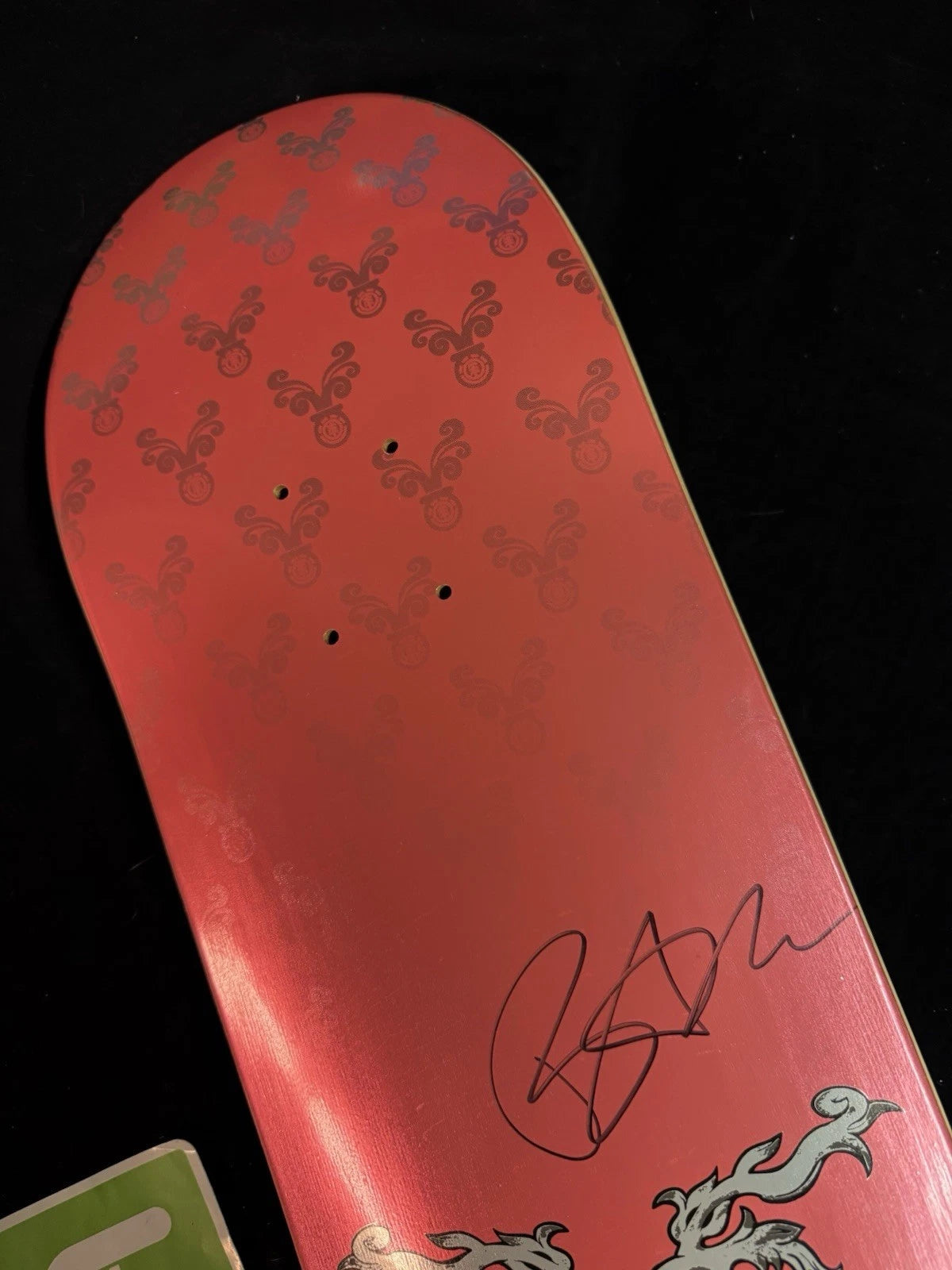 Bam Margera Signed Pink Foil Heartagram Element Autographed Skateboard Deck