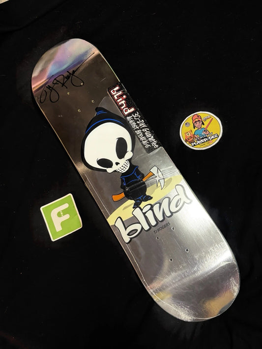TJ Rogers Signed Chrome Foil Blind Reaper Autographed Skateboard Deck