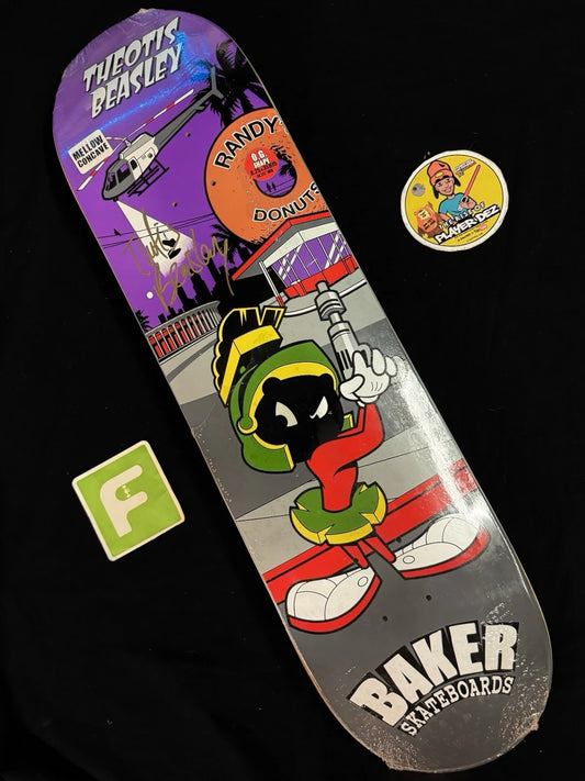 Theotis Beasley Signed Marvin Martian Looney Tunes Baker Autographed Skateboard Deck