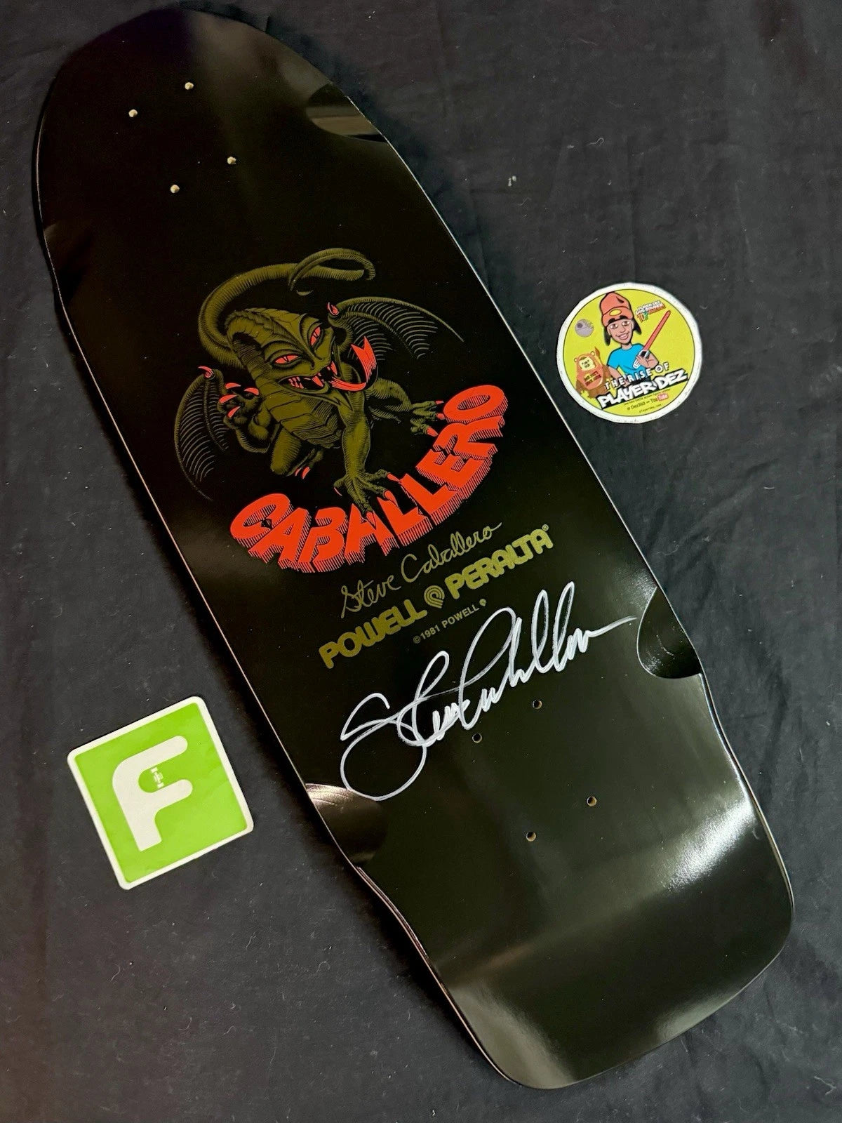 Steve Caballero Signed Dragon Bones Brigade 16 Powell Peralta Autographed Skateboard Deck