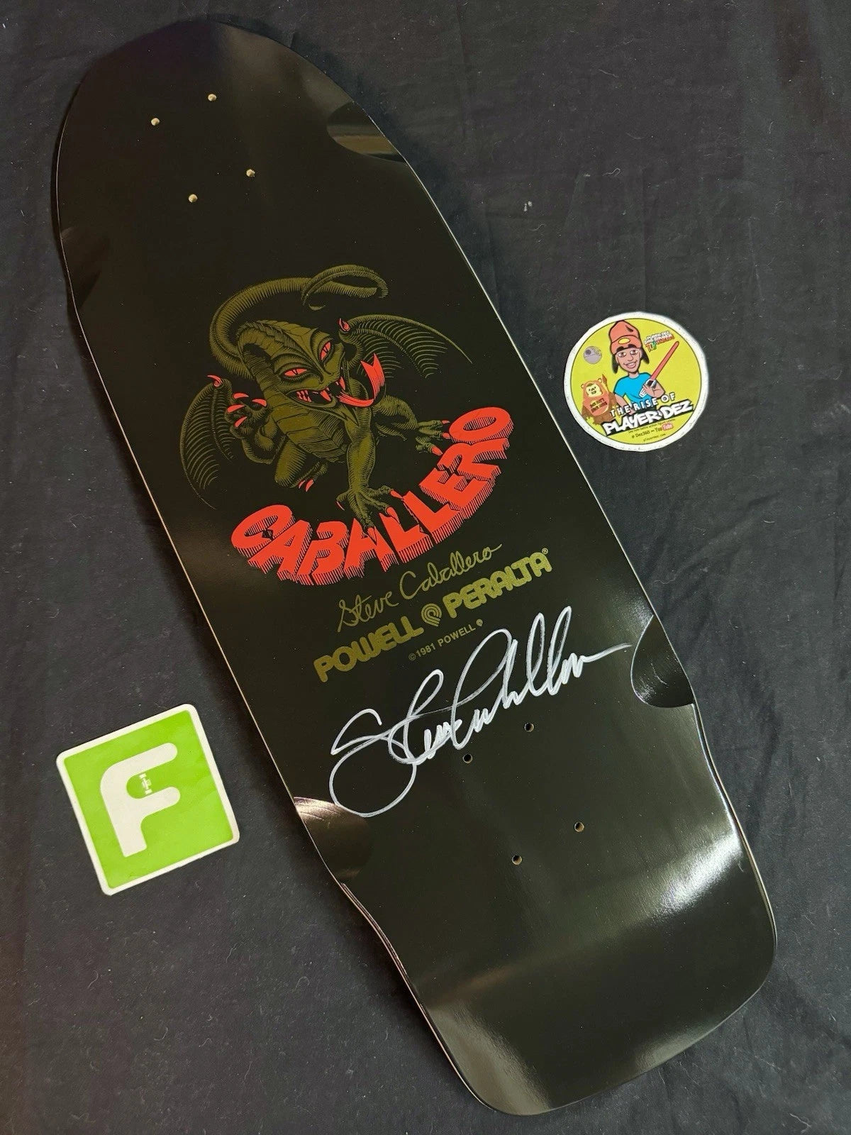Steve Caballero Signed Dragon Bones Brigade 16 Powell Peralta Autographed Skateboard Deck
