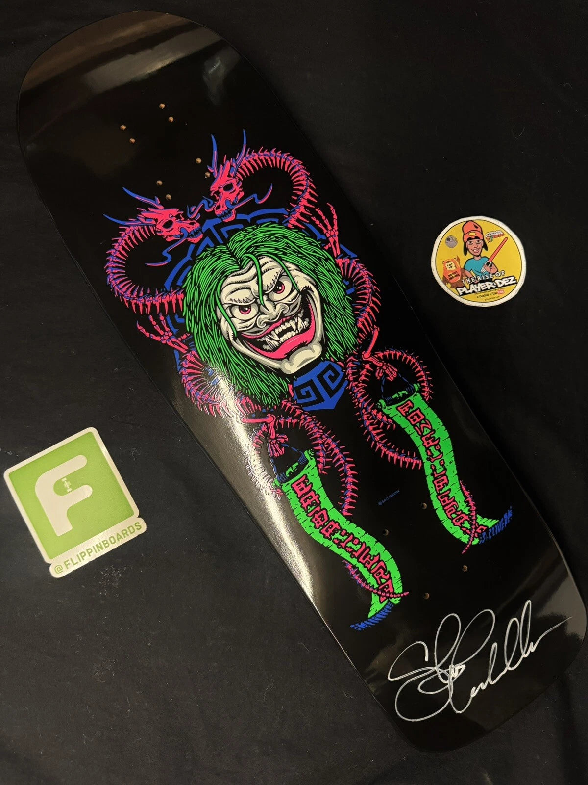 Signed Steve Caballero Blacklight Joker Powell Peralta Autographed Skateboard Deck