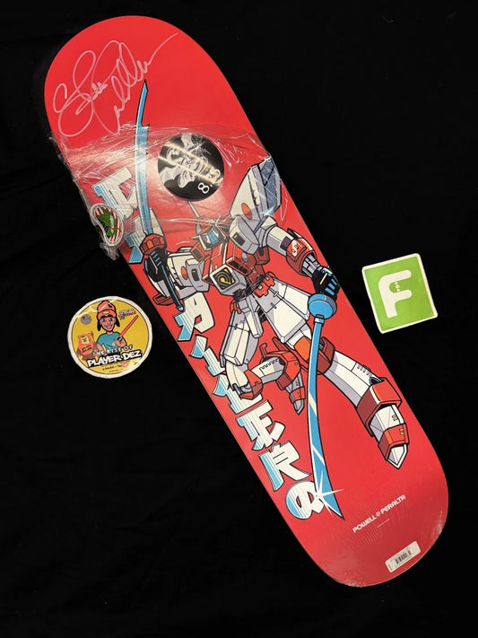 Signed Steve Caballero Red Gundam Wing Robot Powell Peralta Autographed Skateboard Deck
