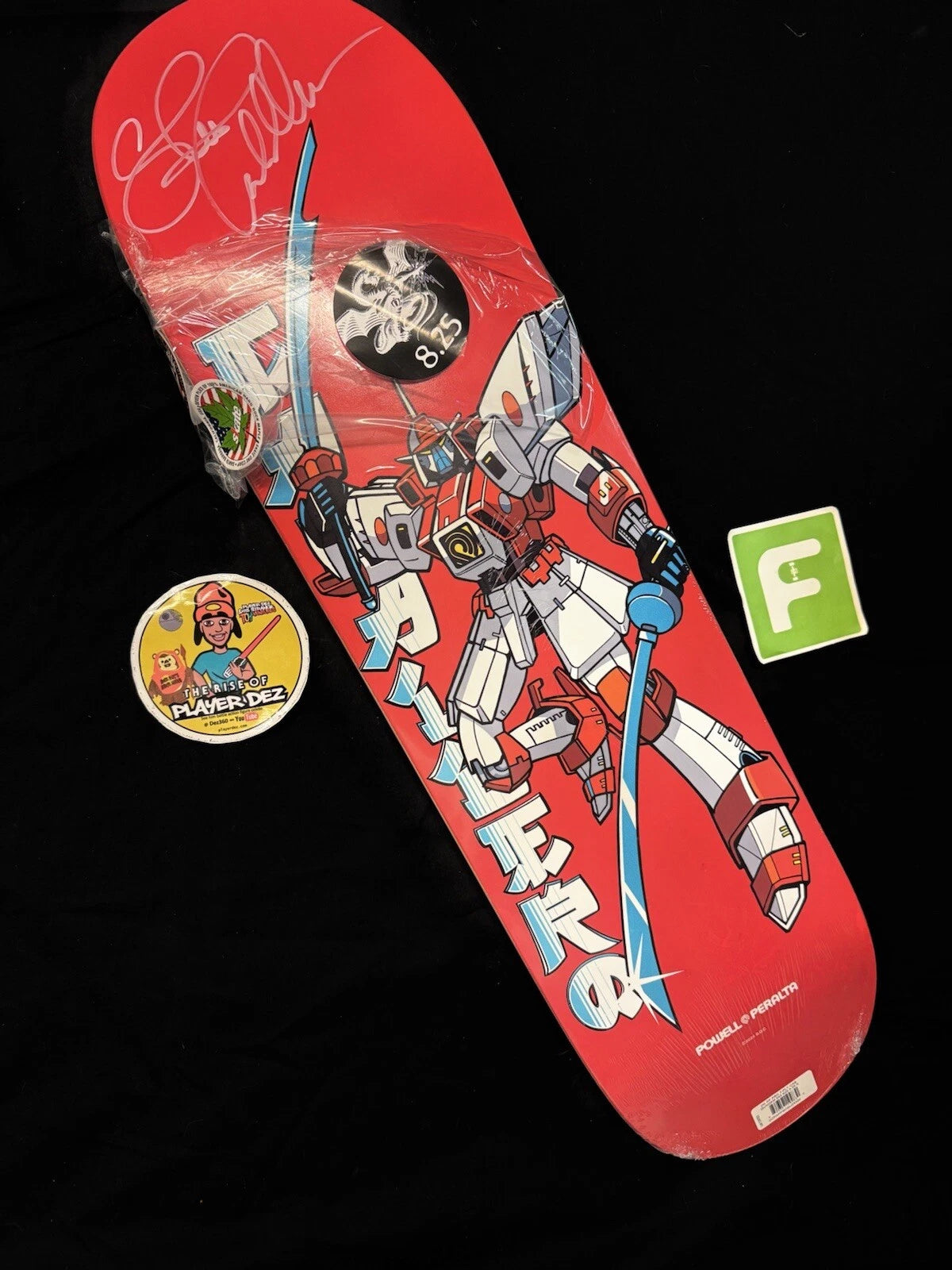 Signed Steve Caballero Red Gundam Wing Robot Powell Peralta Autographed Skateboard Deck