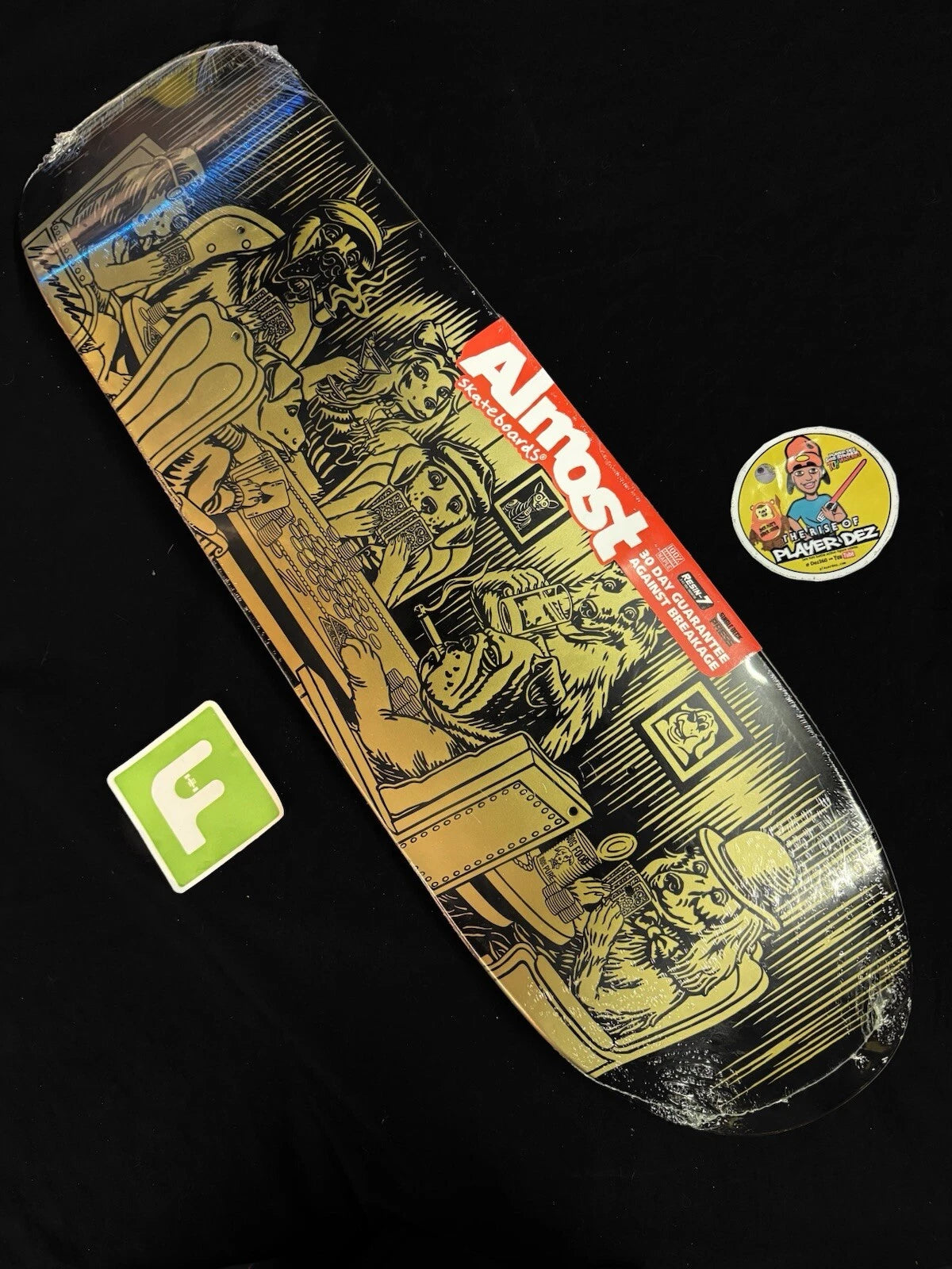 Signed Rodney Mullen Autographed Skateboard Deck Gold Poker Dogs Shaped Almost