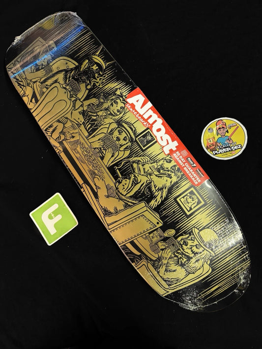 Signed Rodney Mullen Autographed Skateboard Deck Gold Poker Dogs Shaped Almost