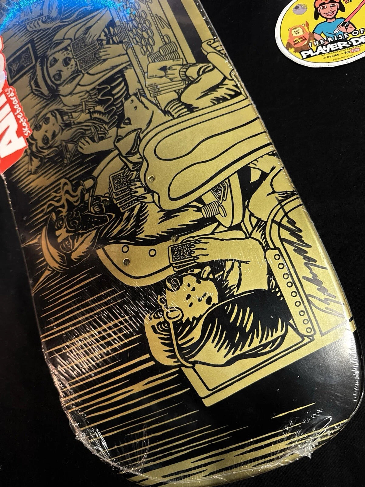 Signed Rodney Mullen Autographed Skateboard Deck Gold Poker Dogs Shaped Almost