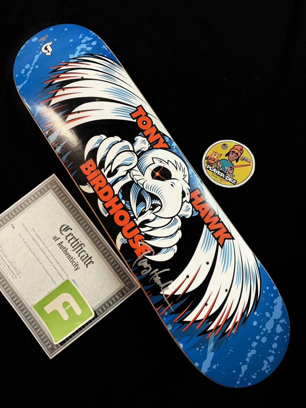 Signed Tony Hawk Spiral Falcon COA Birdhouse Autographed Skateboard Deck