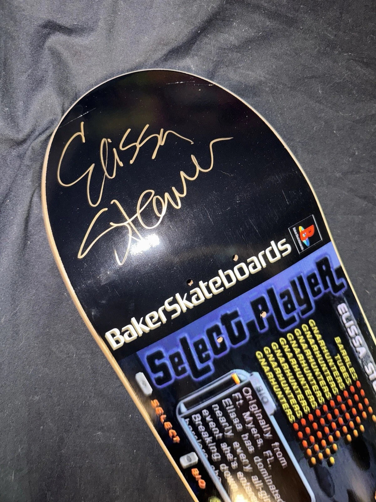 Signed Elissa Steamer THPS Tony Hawk Player Select Baker Autographed Skateboard Deck