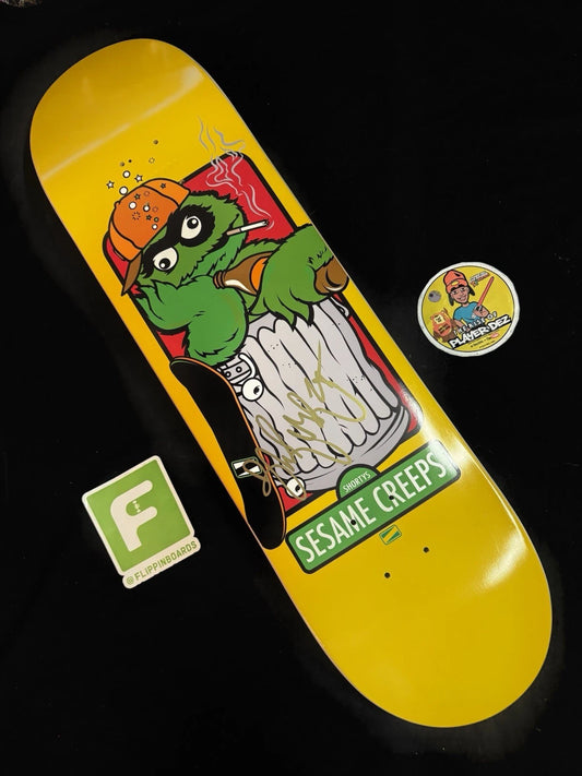 Brandon Turner Signed Shorty’s Sesame Creeps Autographed Oscar Grouch Skateboard Deck