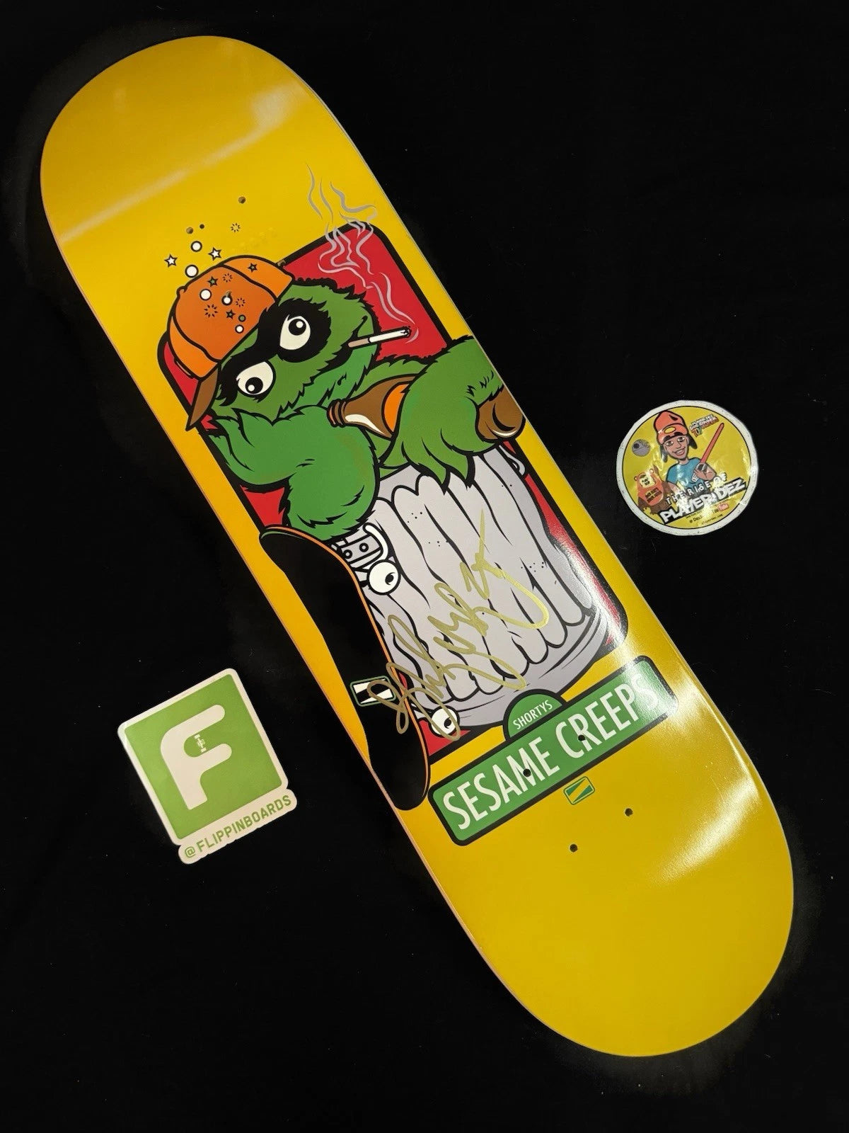 Brandon Turner Signed Shorty’s Sesame Creeps Autographed Oscar Grouch Skateboard Deck