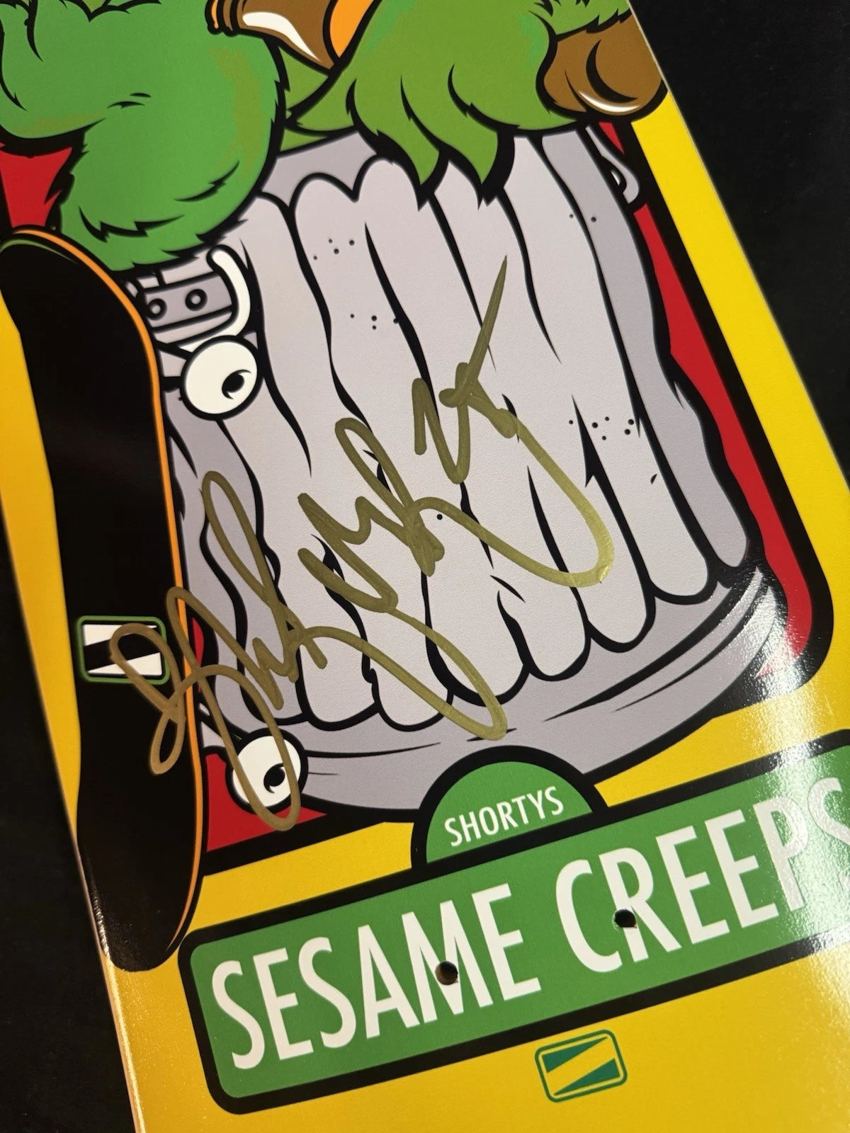 Brandon Turner Signed Shorty’s Sesame Creeps Autographed Oscar Grouch Skateboard Deck