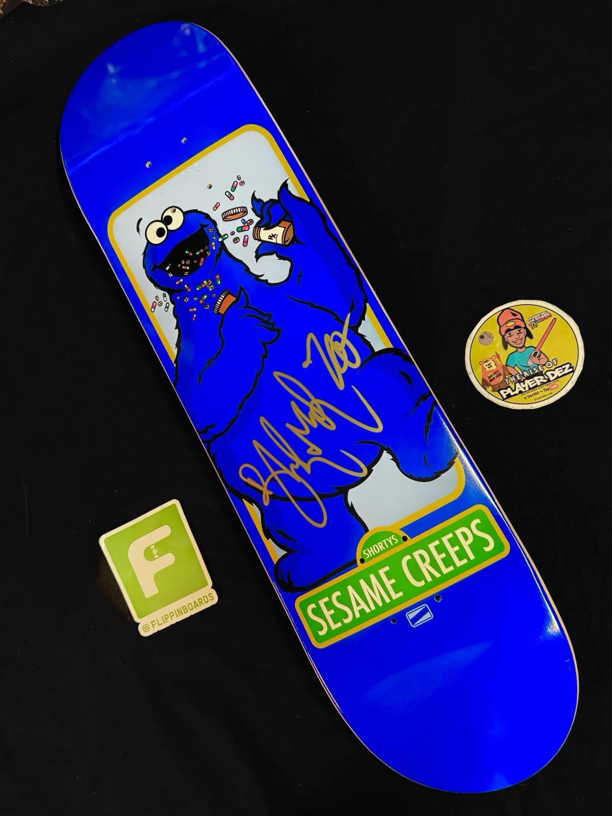 Brandon Turner Signed Shorty’s Sesame Creeps Autographed Cookie Monster Skateboard Deck