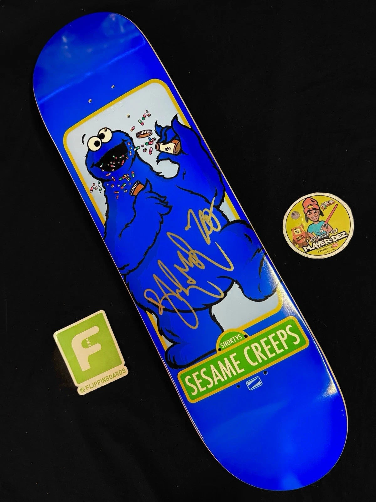 Brandon Turner Signed Shorty’s Sesame Creeps Autographed Cookie Monster Skateboard Deck