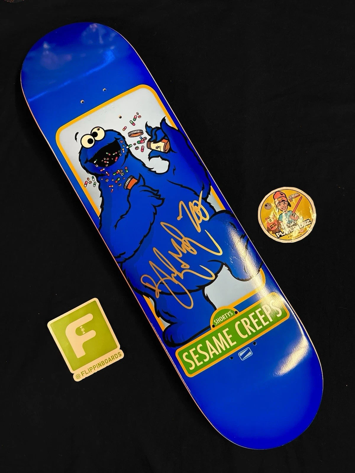 Brandon Turner Signed Shorty’s Sesame Creeps Autographed Cookie Monster Skateboard Deck