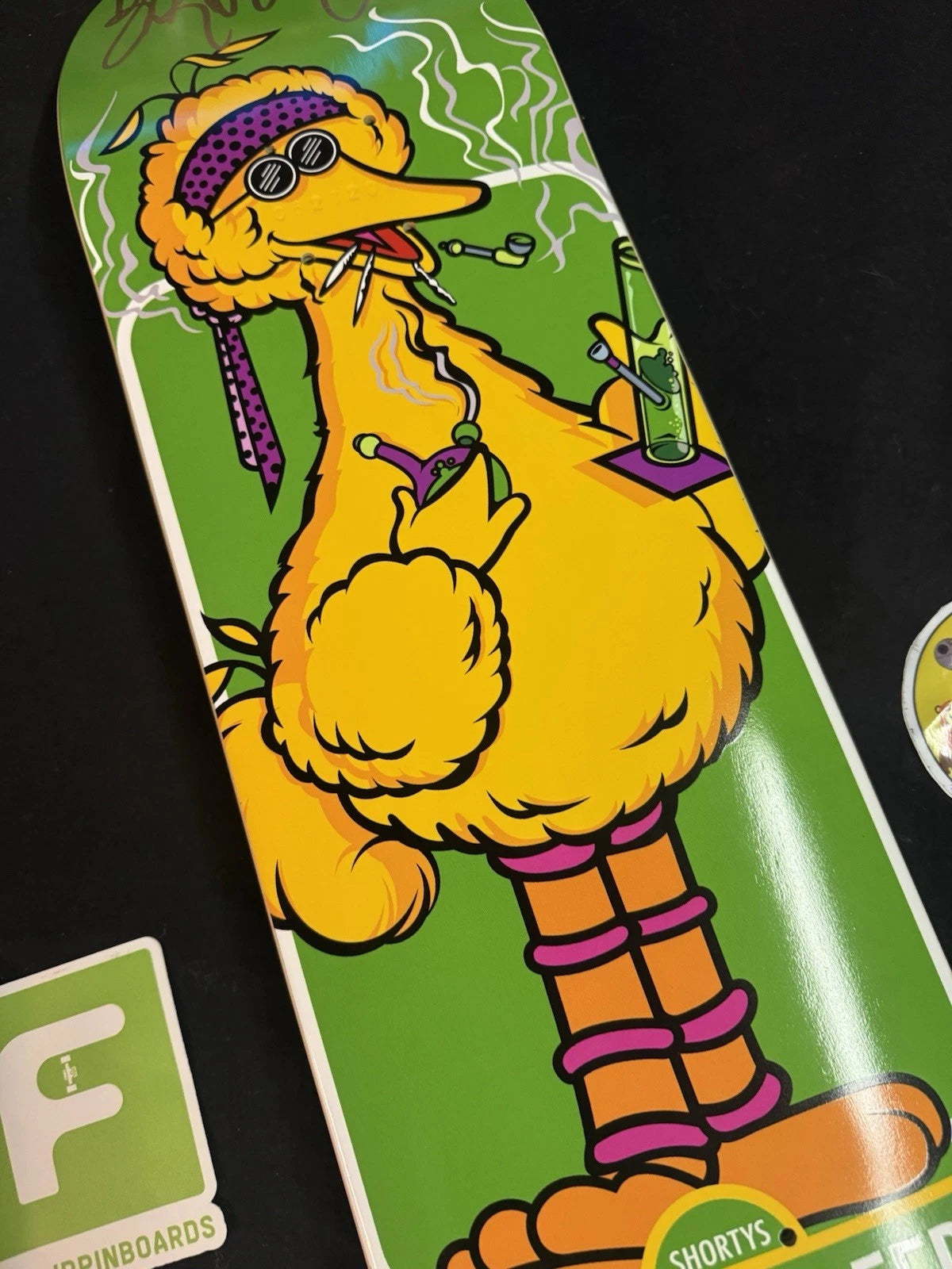 Brandon Turner Signed Shorty’s Sesame Creeps Autographed Big Bird Skateboard Deck