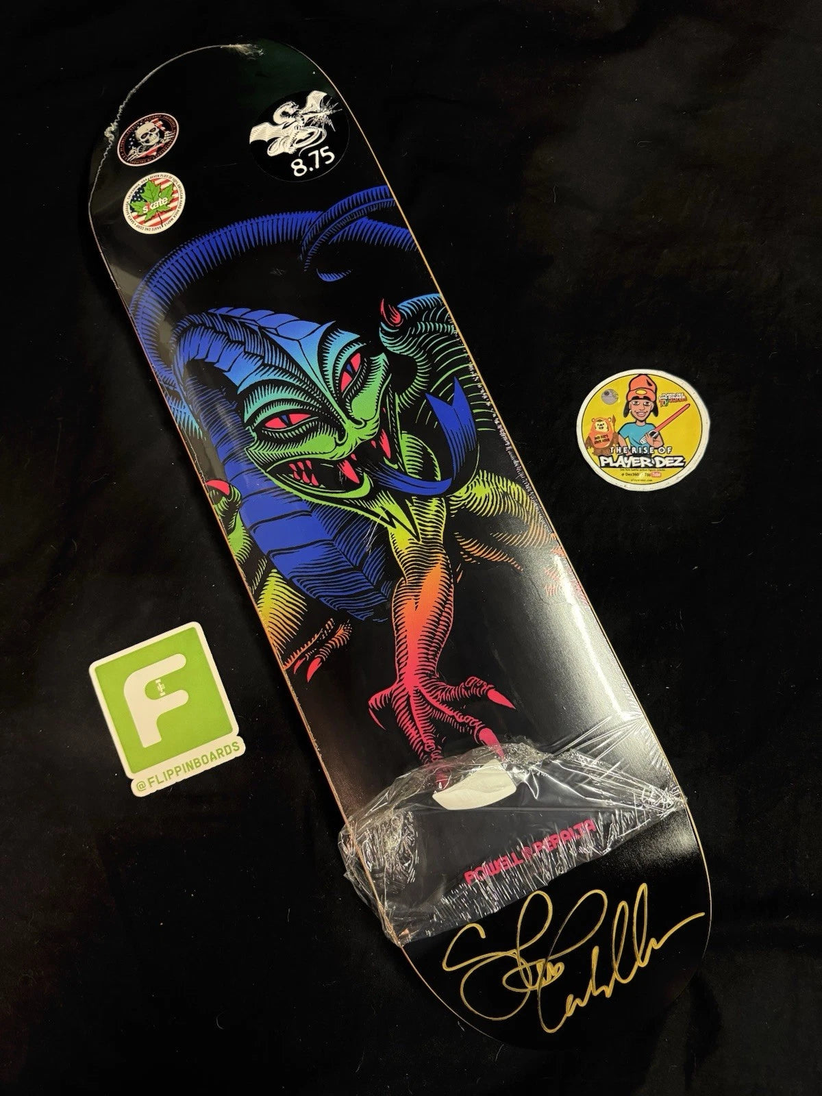 Steve Caballero Signed Neon Gradient Dragon Powell Peralta Autographed Skateboard Deck