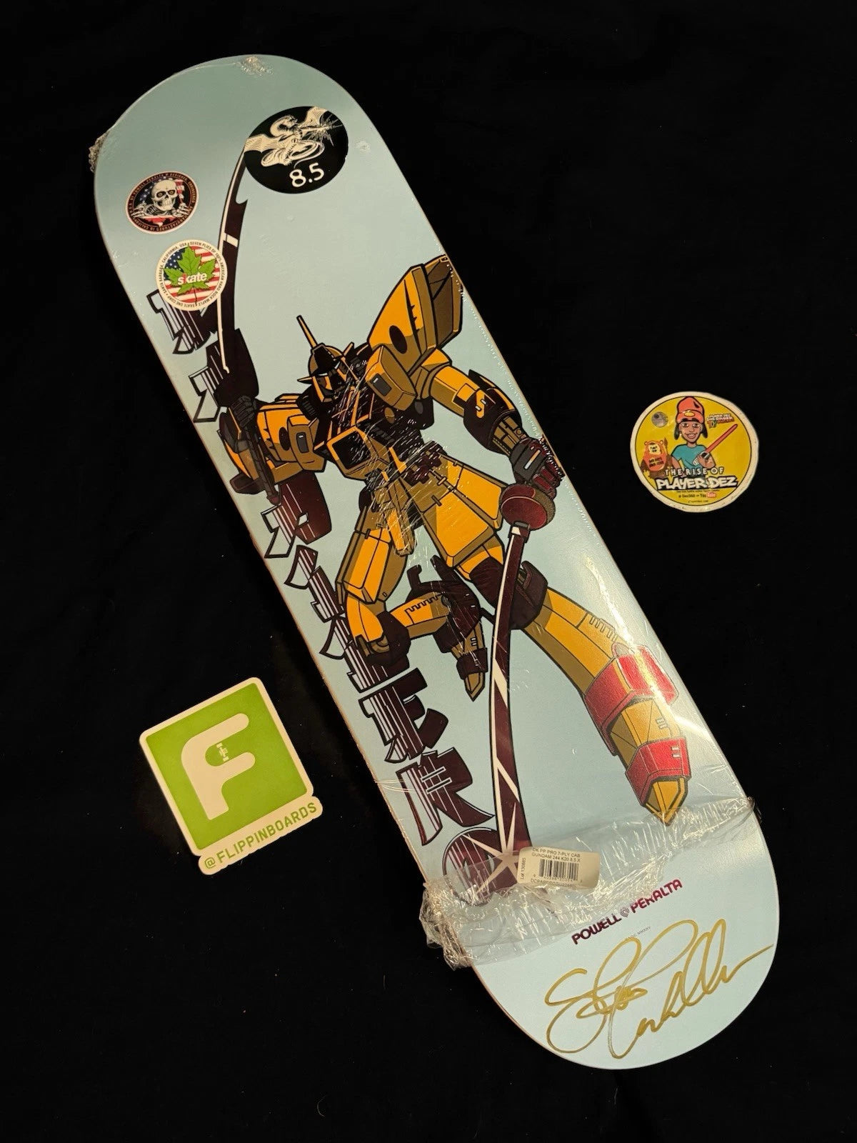 Signed Steve Caballero Blue Red Foil Gundam Wing Robot Powell Peralta Autographed Skateboard Deck