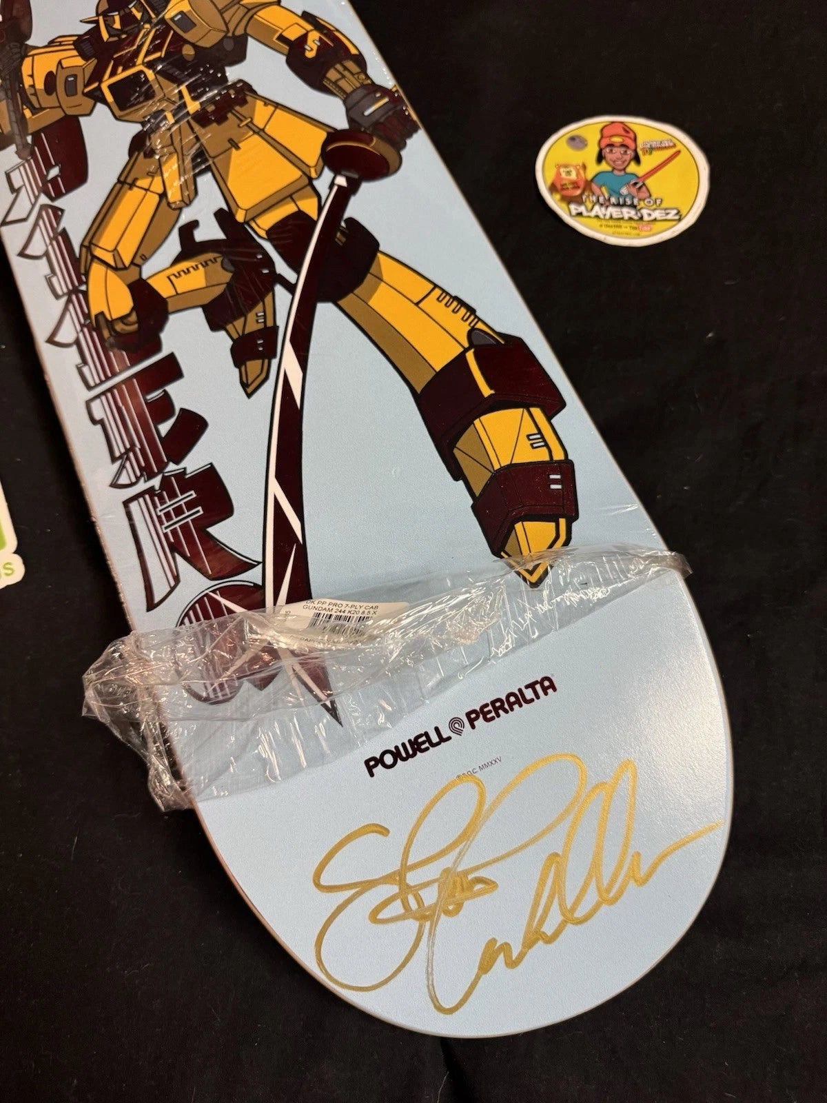 Signed Steve Caballero Blue Red Foil Gundam Wing Robot Powell Peralta Autographed Skateboard Deck