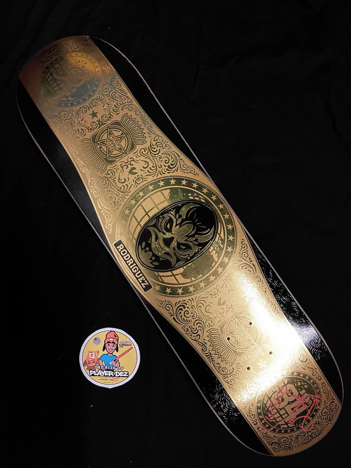 Signed Paul Rodriguez Primitive Autographed Skateboard Deck Gold Belt Wrestler