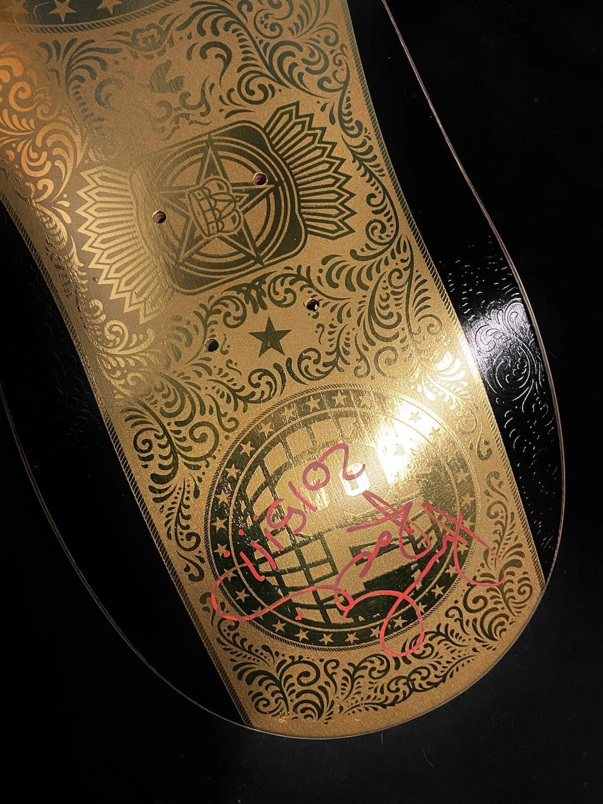Signed Paul Rodriguez Primitive Autographed Skateboard Deck Gold Belt Wrestler