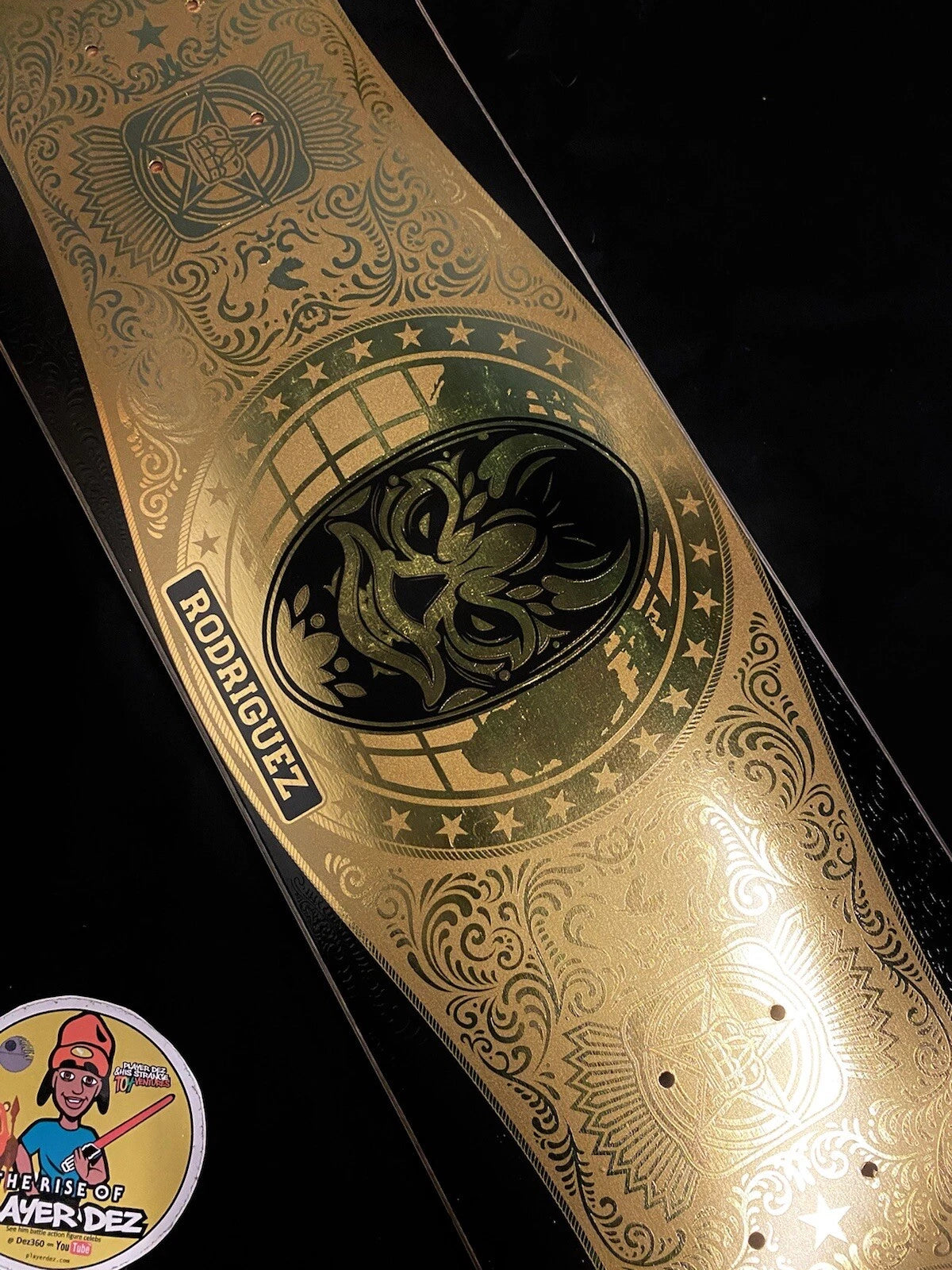 Signed Paul Rodriguez Primitive Autographed Skateboard Deck Gold Belt Wrestler