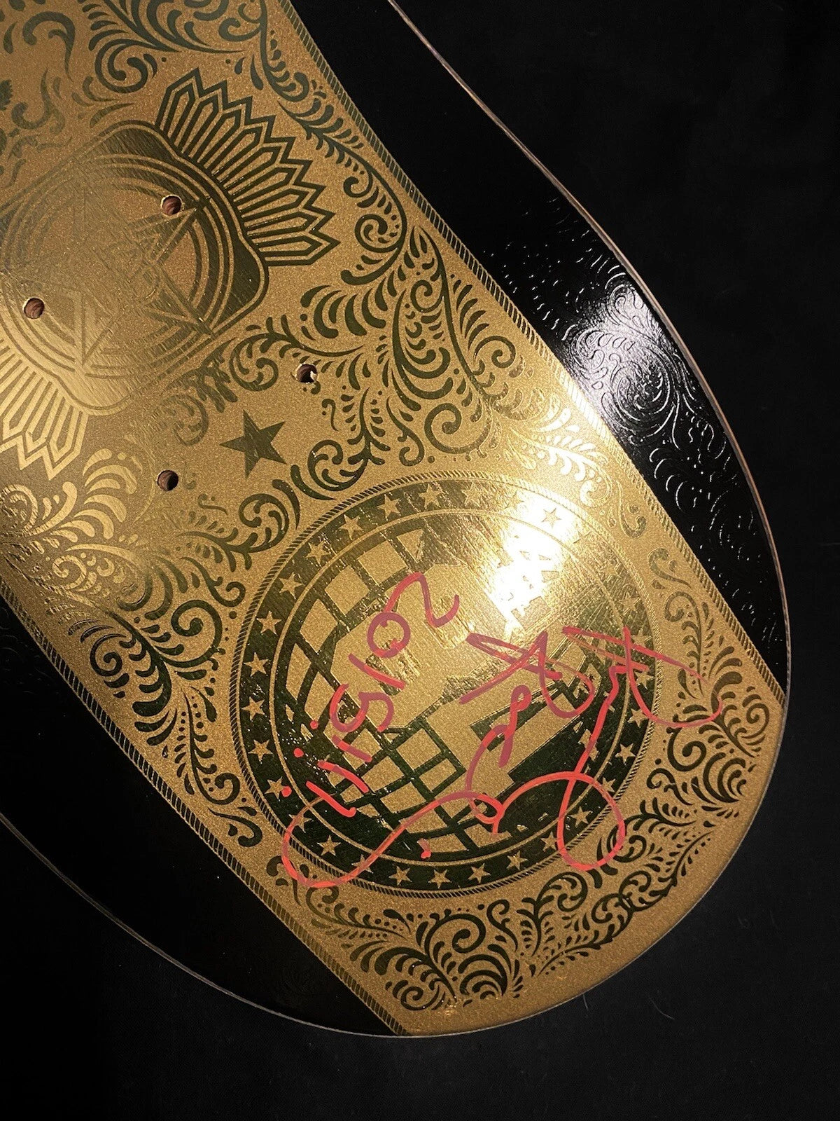 Signed Paul Rodriguez Primitive Autographed Skateboard Deck Gold Belt Wrestler