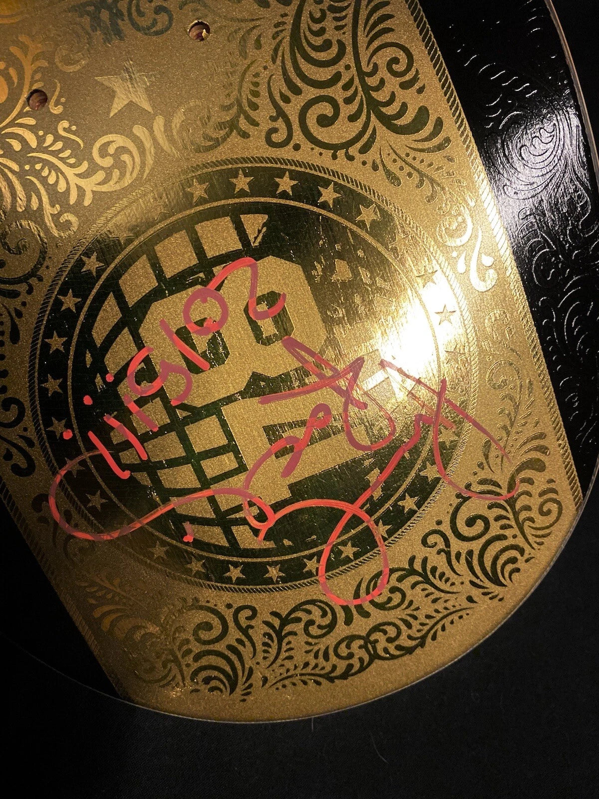 Signed Paul Rodriguez Primitive Autographed Skateboard Deck Gold Belt Wrestler
