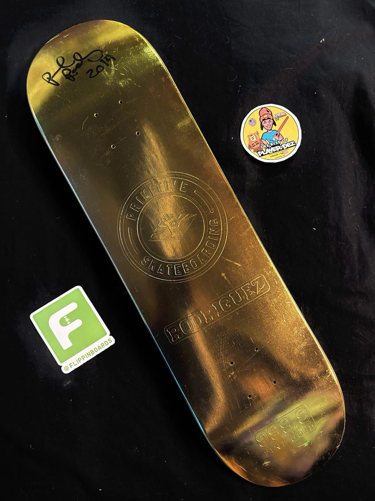 Signed Paul Rodriguez Primitive Gold Bars Foil Prod Skateboard Deck 2014 Autographed